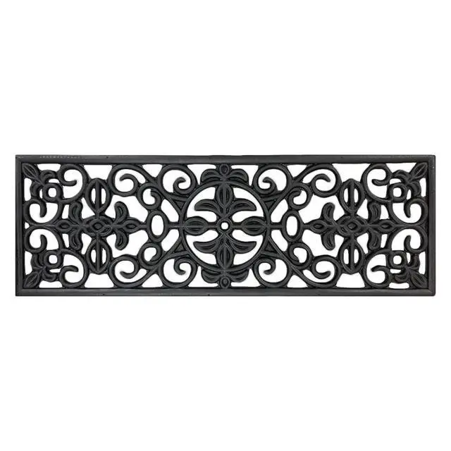 Alt view image 7 of 7 - Outdoor Rubber Stair Treads Scroll Classic Heavy-Duty Non-Slip Stair Mats Best Grip on Concrete, Brick & Textured Step Fastening Recommended for Wooden & RV Steps, Pack of 5