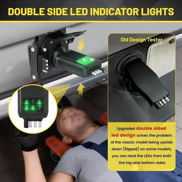 Alt view image 2 of 7 - 7 Pin Trailer Plug Tester & 4 Pin Trailer Tester with Double-Sided LED Indicators, Trailer Light Tester for Boat Trailer RV Truck Camper, Not Suitable for Vehicle with Lamp Out Sensor