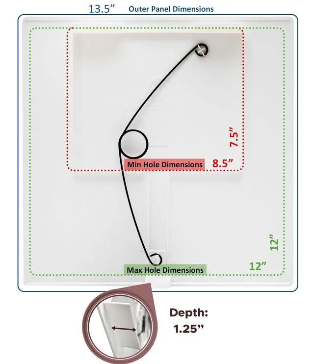 Alt view image 2 of 7 - Adjustable Spring Access Panel 12"x12" Inches, for Drywall, Ceiling, Electrical, Plumbing Heavy-Duty & Easy Install, Wall Hole Cover Plate, White | Fits 7.5"x8.5" - 12"x12" Inches | (1-Pack)