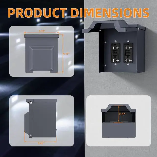 Alt view image 2 of 6 - Outdoor Electrical Outlet Box with Dual 20 Amp WRTR GFCI Receptacles ETL Listed Waterproof GFCI Outlet Box with Cover