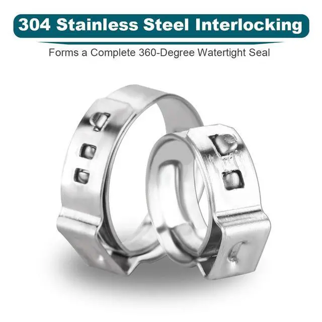 Alt view image 2 of 7 - 50 Pack 1/2 Inch PEX Cinch Clamps, Stainless Steel Rings Pinch Clamps for PEX Tubing Pipe Fitting Connections (1/2 Inch)