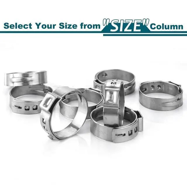 Alt view image 3 of 7 - 50 Pack 1/2 Inch PEX Cinch Clamps, Stainless Steel Rings Pinch Clamps for PEX Tubing Pipe Fitting Connections (1/2 Inch)