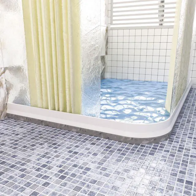 Alt view image 4 of 7 - 3" High Shower Threshold Water Dam 59 IN Collapsible Shower Water Splash Guard for Curbless Shower Threshold Barrier Water Stopper for Wet and Dry Separation Bathroom and Kitchen (White)