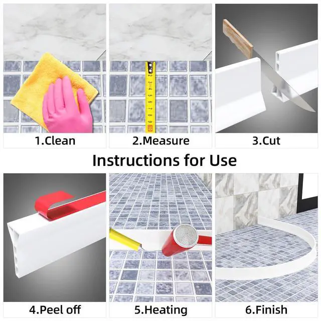 Alt view image 5 of 7 - 3" High Shower Threshold Water Dam 59 IN Collapsible Shower Water Splash Guard for Curbless Shower Threshold Barrier Water Stopper for Wet and Dry Separation Bathroom and Kitchen (White)