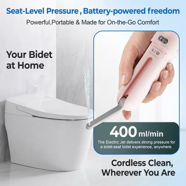Alt view image 4 of 7 - Portable Bidet for Travel | Bathroom - Rechargeable Electric Bidet Sprayer with 3 Pressure | Waterproof for Ultimate Personal Hygiene Cleaning at Home Office and Camping