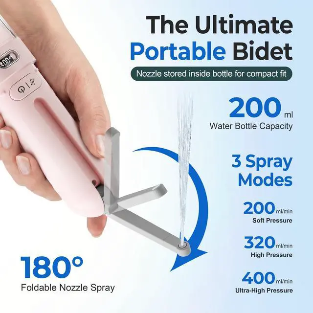 Alt view image 3 of 7 - Portable Bidet for Travel | Bathroom - Rechargeable Electric Bidet Sprayer with 3 Pressure | Waterproof for Ultimate Personal Hygiene Cleaning at Home Office and Camping