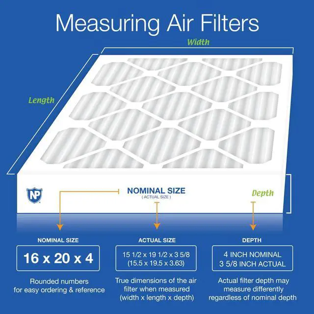 Alt view image 2 of 7 - 16x20x4 (15_1/2 x 19_1/2 x 3_5/8) Pleated MERV 12 Air Filters 2 Pack | Actual Size: 15 1/2 x 19 1/2 x 3 5/8 Made in USA, Advanced HVAC Filtration, Mid-Sized Airborne Particles, Pet Dander & Smoke