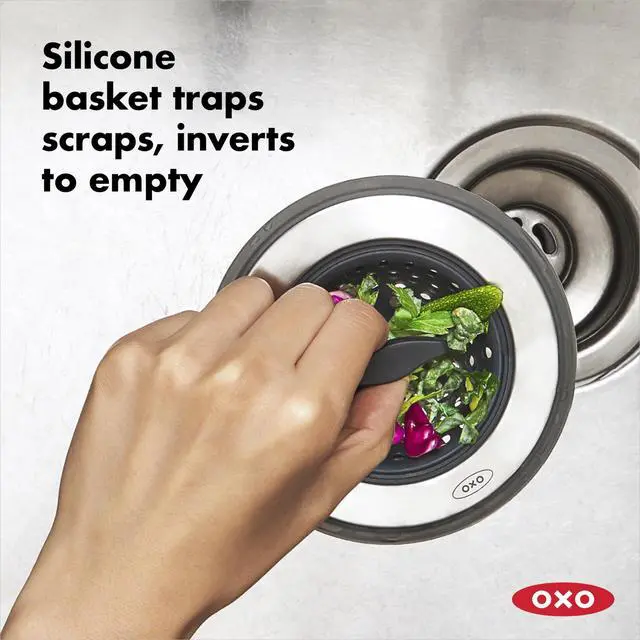 Alt view image 3 of 6 - Good Grips 2-in-1 Sink Strainer Stopper, Kitchen Sink Stopper | Catches Debris And Stops Drain, Easy-Lift Tab, Flexible Silicone, Fits Standard Drains, Dishwasher Safe, Kitchen Sink