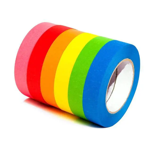 Alt view image 6 of 6 - 6-Pack Colored Masking Tape 0.94 Inch x 60yds of Colorful Craft Tape Vibrant Rainbow Color Teacher Tape, Great for Art, Lab, Labeling & Classroom Decorations