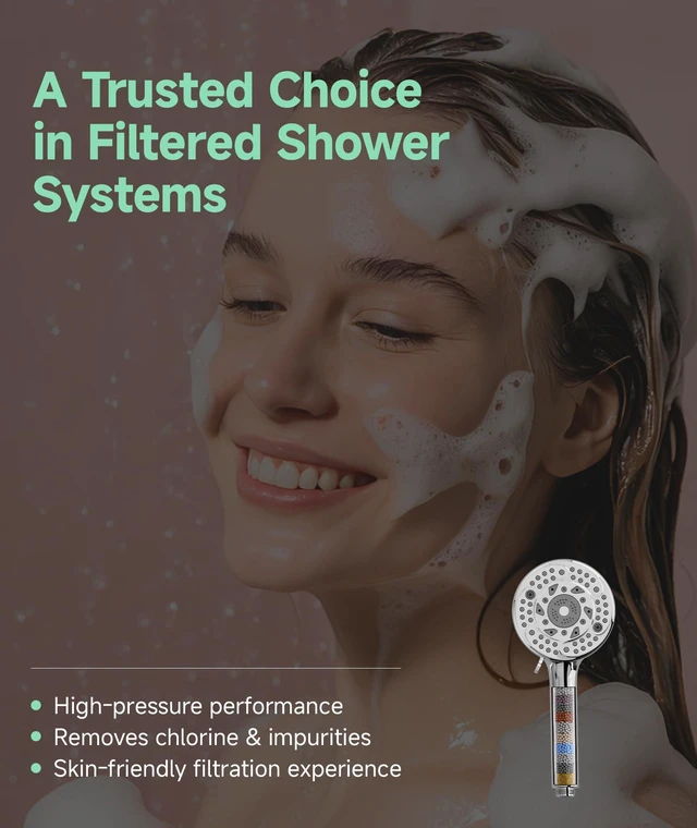 Alt view image 3 of 7 - Filtered Shower Head with Handheld,9-Spray Setting High Pressure Detachable Shower Head with 4 Filters for Hard Water - Filter Chlorine, Improve Skin and Hair Texture(4 Filters, Chrome)