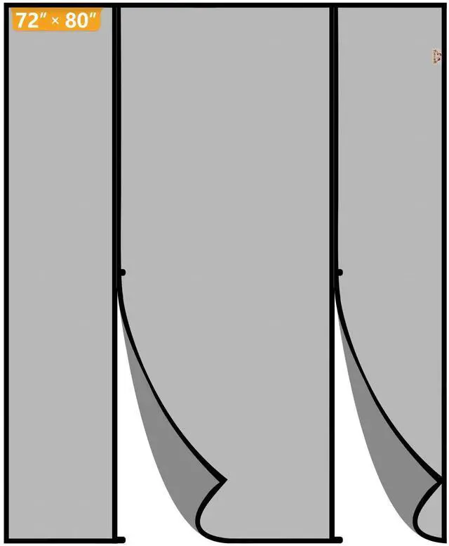 Main image of Magnetic Screen Door, for Sliding Doors 72" x 80", Black | Screen Size 74" x 81", Double-Sided Opening, Reinforced Mesh with Strong Magnets, For French Front/Back Patio Doors