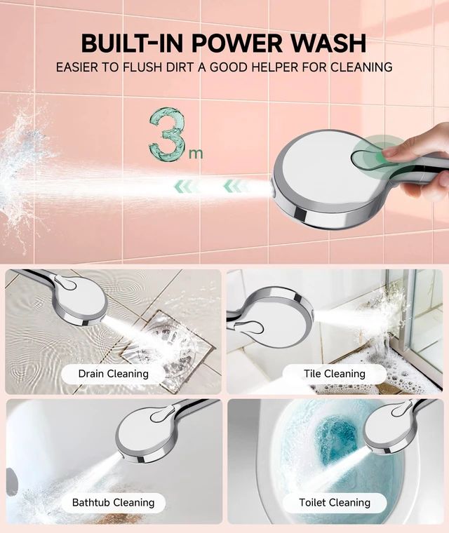 Alt view image 5 of 7 - Filtered Shower Head with Handheld,9-Spray Setting High Pressure Detachable Shower Head with 4 Filters for Hard Water - Filter Chlorine, Improve Skin and Hair Texture(4 Filters, Chrome)