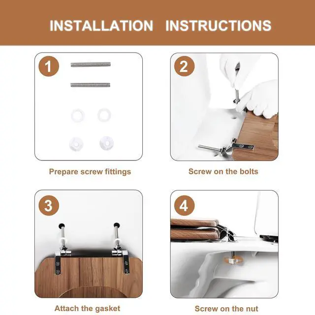 Alt view image 6 of 7 - Wood Toilet Seat with Zinc Alloy Hinges (Elongated, Natural) | Elongated Toilet Seat, Anti-Pinch Bumpers, Adjustable Hinges, Easy to Install and Clean