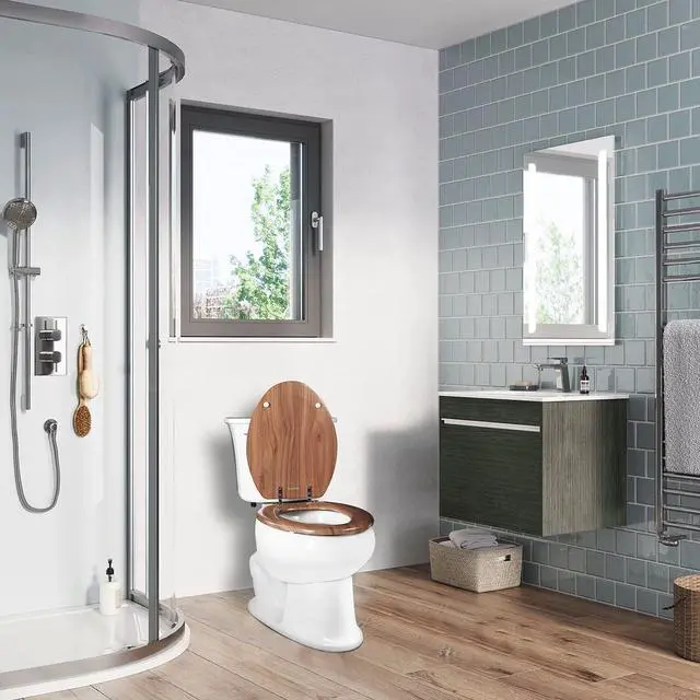 Alt view image 7 of 7 - Wood Toilet Seat with Zinc Alloy Hinges (Elongated, Natural) | Elongated Toilet Seat, Anti-Pinch Bumpers, Adjustable Hinges, Easy to Install and Clean
