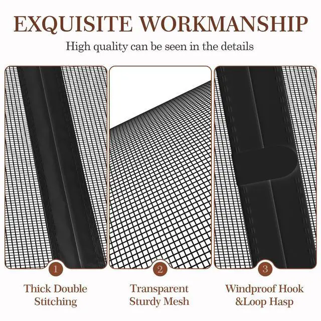 Alt view image 5 of 7 - Magnetic Screen Door, for Sliding Doors 72" x 80", Black | Screen Size 74" x 81", Double-Sided Opening, Reinforced Mesh with Strong Magnets, For French Front/Back Patio Doors