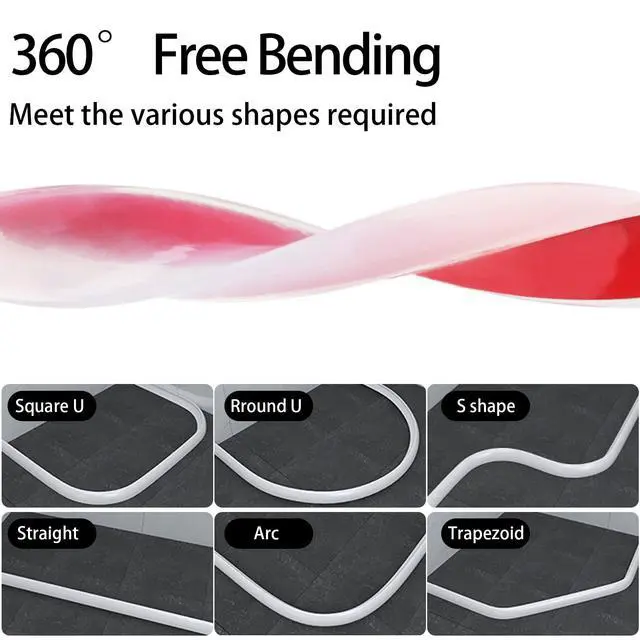 Alt view image 3 of 7 - Silicone Shower Threshold Water Dam Barrier, 39 Inch, Clear | Self-Adhesive Glass Shower Door Bootom Seal Strip, Shower Water Guard Blocker for Walk in Bathroom, Kitchen