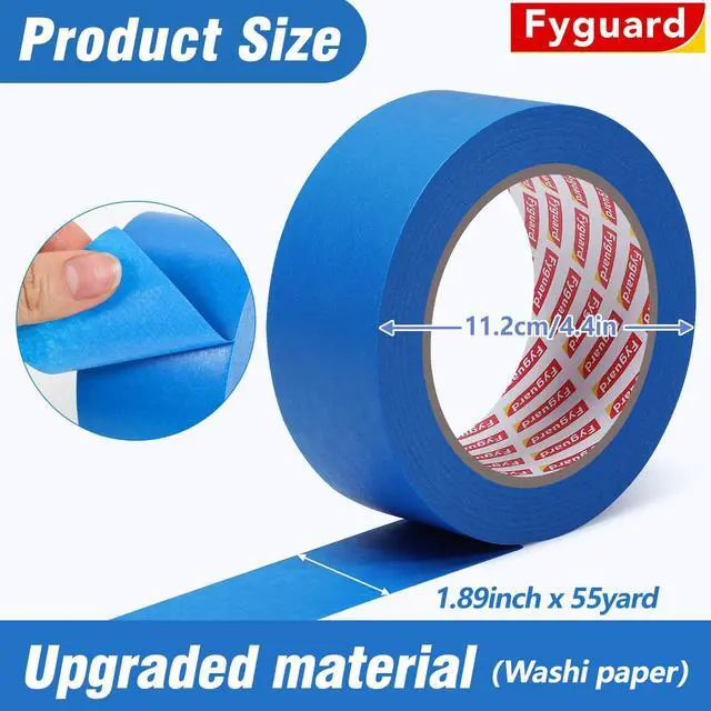 Alt view image 2 of 7 - 5 Rolls Painters Tape 2 Inch Wide Blue Painters Tape for Wall Painting | 1.89In × 55Yd × 5Rolls Upgrade Washi Tape UV Resistant Multi-Surface Masking Tape for Painting Edge Treatment DIY Crafts