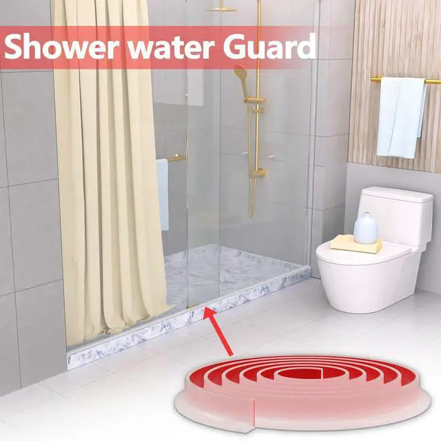 Alt view image 7 of 7 - Silicone Shower Threshold Water Dam Barrier, 39 Inch, Clear | Self-Adhesive Glass Shower Door Bootom Seal Strip, Shower Water Guard Blocker for Walk in Bathroom, Kitchen