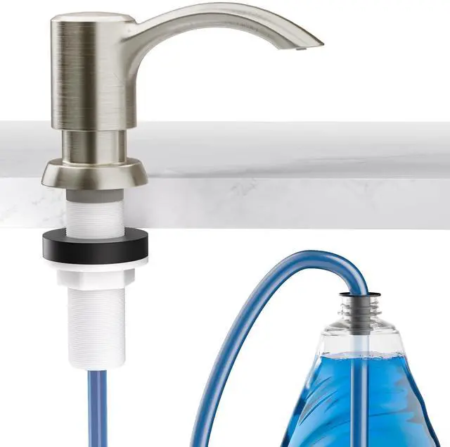Main image of Built-in Kitchen Sink Soap Dispenser with Extension Tube Kit - Brushed Nickel Finish, Leak-Proof Design, No Top Refill Required (39" Tube)