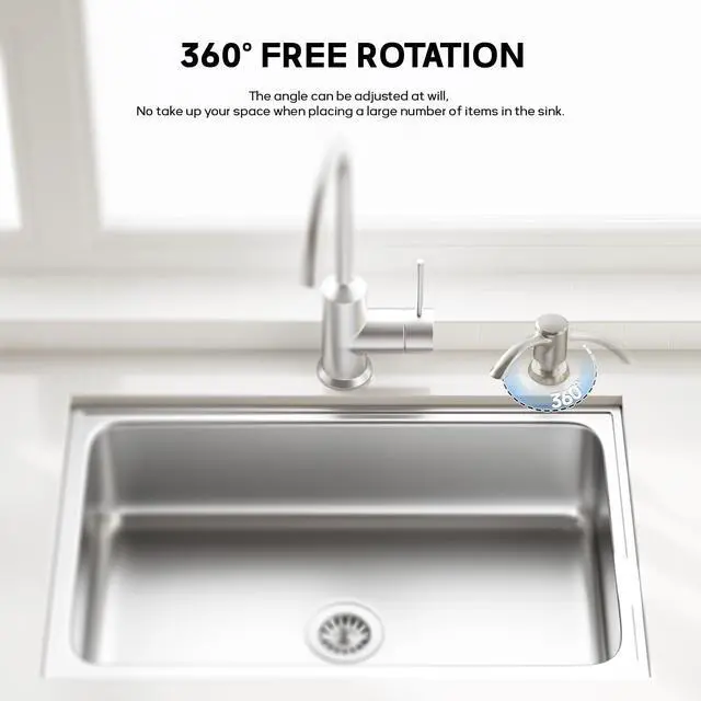 Alt view image 2 of 7 - Built-in Kitchen Sink Soap Dispenser with Extension Tube Kit - Brushed Nickel Finish, Leak-Proof Design, No Top Refill Required (39" Tube)