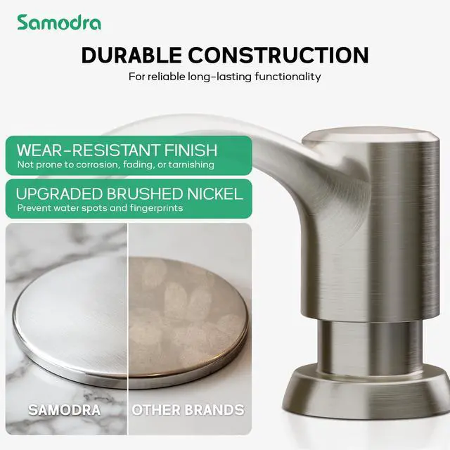Alt view image 5 of 7 - Built-in Kitchen Sink Soap Dispenser with Extension Tube Kit - Brushed Nickel Finish, Leak-Proof Design, No Top Refill Required (39" Tube)