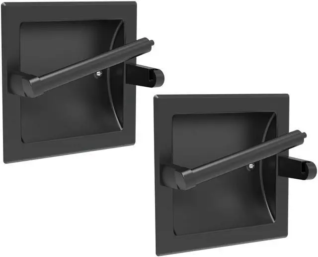 Main image of Toilet Paper Holder 2 Pack, Recessed Pivoting Toilet Paper Holder Wall Mount Stainless Steel for Large Rolls in Bathroom (Matte Black)