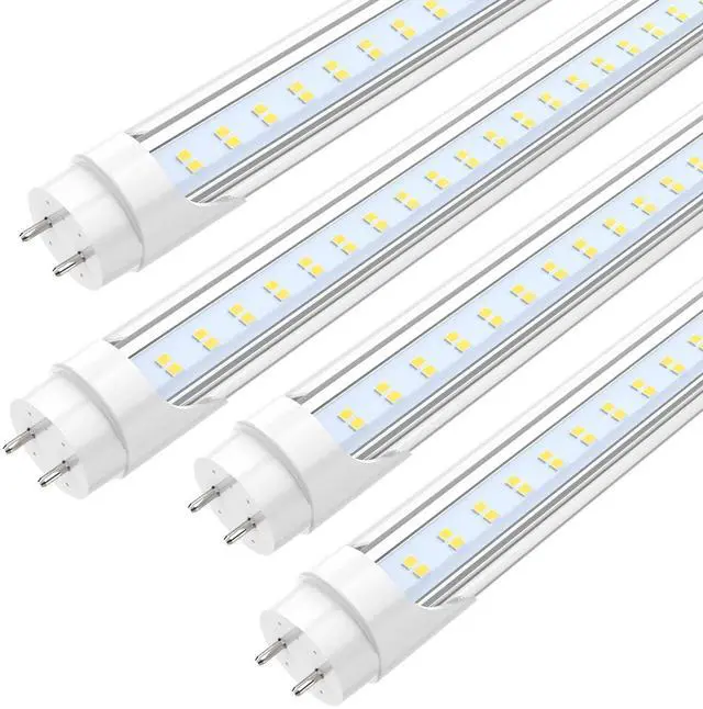 Main image of 4FT LED T8 Type A+B Tube Lights, 24W(65W Equivalent), 3200LM, 6000K | Single or Double End Powered, Plug and Play or Ballast Bypass, 4 Foot T10 T12 Fluorescent Bulbs Replacement, Clear(4-Pack)