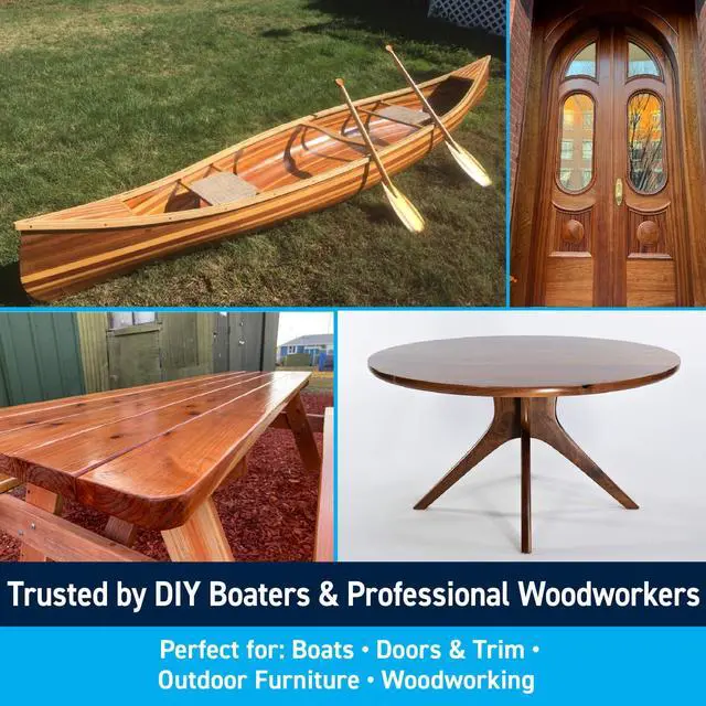 Alt view image 3 of 7 - Gleam Marine Spar Varnish for Boats & Outdoor Wood - Gloss Quart | Oil-Based Polyurethane Finish; No Thinning; UV Inhibitors; Wooden Boats, Yacht Brightwork, Furniture & Interior/Exterior Wood