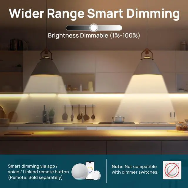 Alt view image 3 of 7 - Smart Light Bulbs, Compatible with Alexa, Google Home, AiDot | Warm White to Daylight (2700K-6500K), Alexa Light Bulbs, LED 8.5W=60W, 2.4G WiFi Bluetooth, A19 E26 800LM, CRI>90, 4Pack