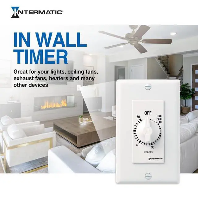 Alt view image 2 of 6 - SW60MWK 60-Minute Spring-Wound Timer, White | Energy-Saving Mechanical Control for Lights and Appliances, Easy Install with No Neutral Wire Required