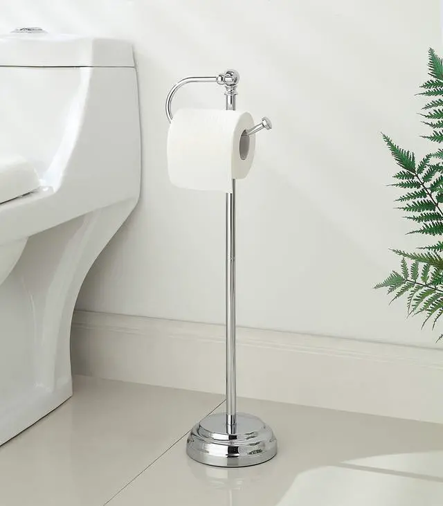 Alt view image 2 of 5 - Classic Bathroom Free Standing Toilet Tissue Paper Roll Holder Stand