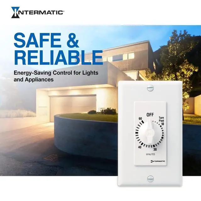Alt view image 6 of 6 - SW60MWK 60-Minute Spring-Wound Timer, White | Energy-Saving Mechanical Control for Lights and Appliances, Easy Install with No Neutral Wire Required