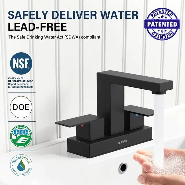 Alt view image 2 of 7 - Matte Black Bathroom Sink Faucet, 4 inch Bathroom Faucet Stainless Steel | Bathroom Faucets for Sink 3 Hole with Pop-up Drain and Supply Lines, 2-Handle Centerset Faucet for Vanity RV Restroom