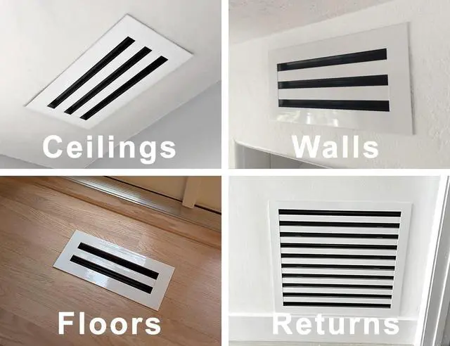 Alt view image 5 of 7 - 8x4 White Modern AC Vent Cover - Decorative Air Vent - Standard Linear Slot Diffuser - Register Grille for Ceiling, Walls & Floors - Texas