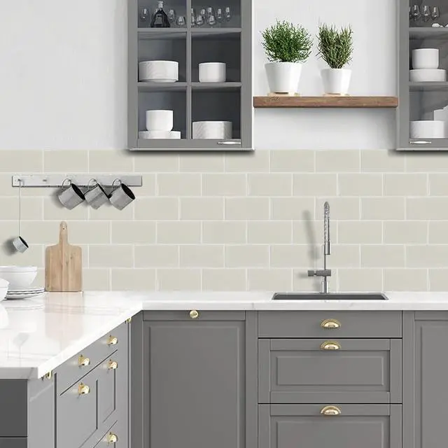 Alt view image 4 of 7 - 10-Sheet Subway Tile Peel and Stick Backsplash, Self Adhesive Vinyl Wall Tiles, Stick on Backsplash for Kitchen and Bathroom(Thicker Design)