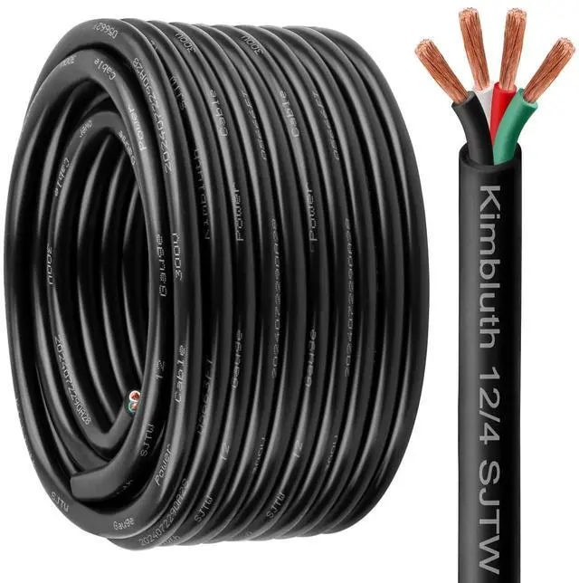 Main image of 12 Gauge 4 Conductor Wire SJTW Outdoor Extension Power Cable 10FT, 12/4 Wire Heavy Duty Pure Copper Electrical Wire for Lawn, Battery, Automotive, Outdoors
