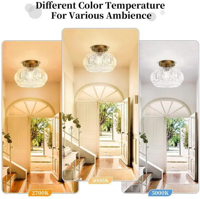 Alt view image 6 of 7 - Globe Glass Semi Flush Mount Ceiling Light Fixture, Vintage Gold | Beautiful Light Shadow, Easy to Install, Bright Ambiance, Modern Lighting for Hallway Entryway Kitchen Bathroom Bedroom