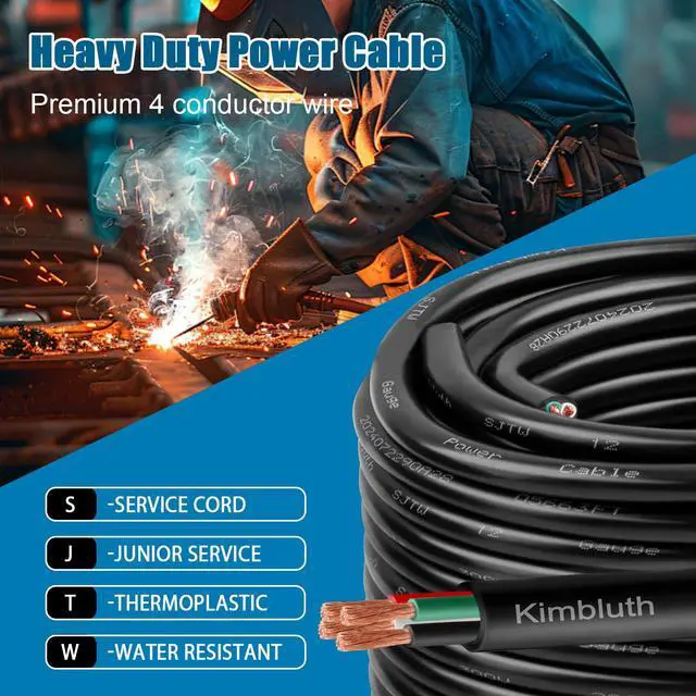 Alt view image 4 of 6 - 12 Gauge 4 Conductor Wire SJTW Outdoor Extension Power Cable 10FT, 12/4 Wire Heavy Duty Pure Copper Electrical Wire for Lawn, Battery, Automotive, Outdoors