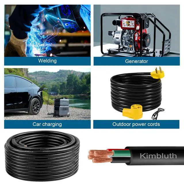 Alt view image 6 of 6 - 12 Gauge 4 Conductor Wire SJTW Outdoor Extension Power Cable 10FT, 12/4 Wire Heavy Duty Pure Copper Electrical Wire for Lawn, Battery, Automotive, Outdoors