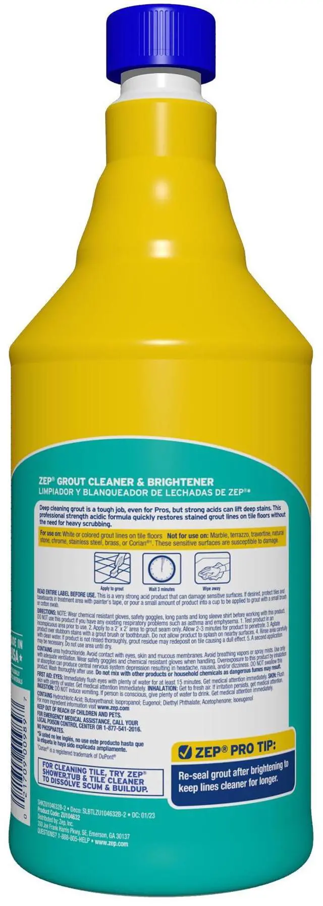 Alt view image 3 of 7 - Grout Cleaner and Brightener - ZU104632 - Deep Cleaning Formula Plus Grout Foaming Cleaner - R54212-2-in-1 benefits Deep Clean plus Everyday Clean & Protect