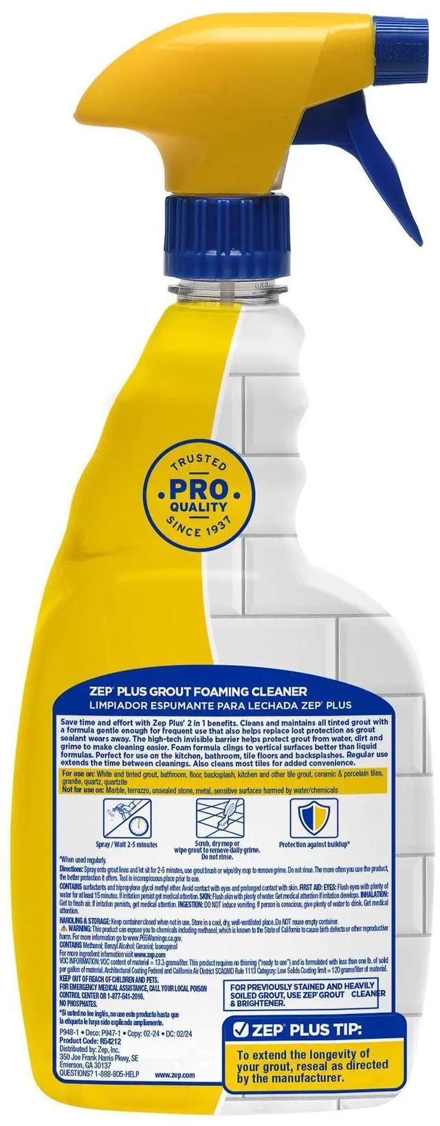 Alt view image 5 of 7 - Grout Cleaner and Brightener - ZU104632 - Deep Cleaning Formula Plus Grout Foaming Cleaner - R54212-2-in-1 benefits Deep Clean plus Everyday Clean & Protect