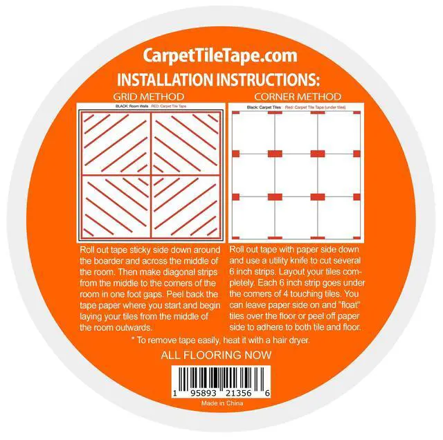 Alt view image 3 of 7 - Carpet Tile Tape Double Sided 2in x 90ft - Heavy Duty Reinforced Web Mesh & Residue Free - Indoor Outdoor for Carpet Tiles, Hardwood, Vinyl, Rugs, Carpet, Rubber, Turf & Mat Gripper