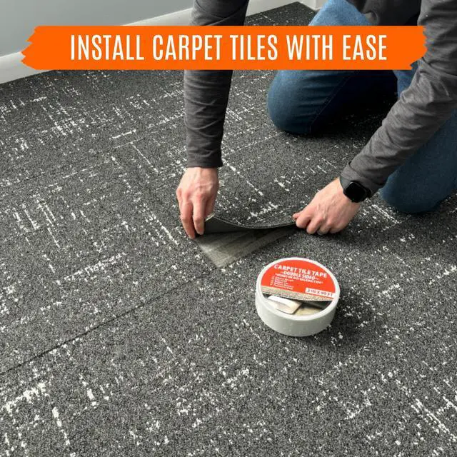 Alt view image 4 of 7 - Carpet Tile Tape Double Sided 2in x 90ft - Heavy Duty Reinforced Web Mesh & Residue Free - Indoor Outdoor for Carpet Tiles, Hardwood, Vinyl, Rugs, Carpet, Rubber, Turf & Mat Gripper