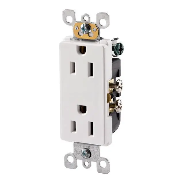 Alt view image 4 of 4 - 5325-WMP 15 Amp, 125 Volt, Decora Duplex Receptacle, Residential Grade, Grounding, 10-Pack, White