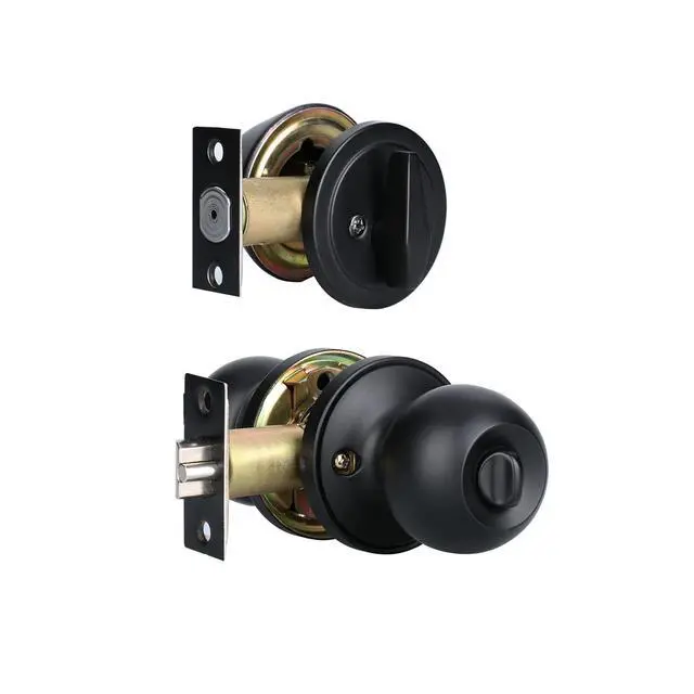 Alt view image 4 of 6 - Front Door Lock Set with Deadbolt, Keyed Alike Exterior Door Handle and Deadbolt Lock for Front, Entry & Garage Doors, Matte Black Finish (1 Pack)