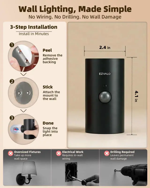 Alt view image 4 of 7 - Motion Sensor Wall Lights with Remote, Rechargeable, Peel and Stick | 3 Color Temps, 12 RGB Colors, Wireless, Magentic, 2 Pack LED Sconces for Hallway, Living Room