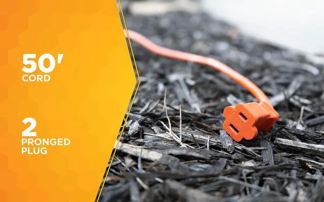 Alt view image 4 of 7 - Southwire 50ft Outdoor Extension Cord Bright Orange, 16/2 Two-Prong Durable SJTW Jacket for Landscaping & Light-Duty Power Molded Plug