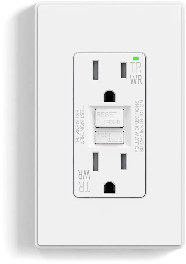 Main image of GFCI Outlet Outdoor, 15 Amp Self-Test GFI Electrical Outlet with Thinner Design, Weather & Tamper Resistant GFCI Receptacle, Ground Fault Receptacle w/Wall Plate, UL Listed, Matte White, 1 Pack