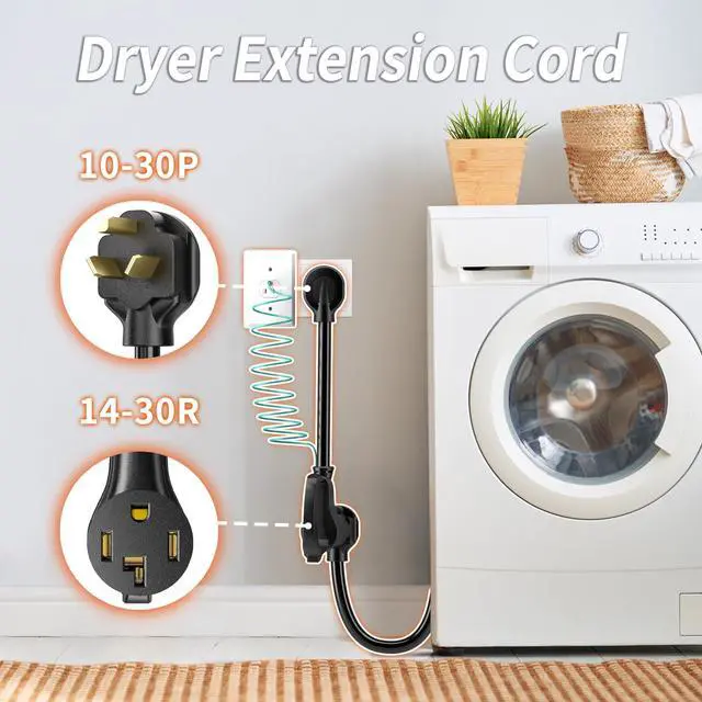 Alt view image 6 of 6 - 1.5FT 4 Prong to 3 Prong Dryer Adapter, NEMA 10-30P to 14-30R | New Clothes Dryer to Old House Receptacle, Dryer Plug Adapter 4 to 3 Prong Outlet, STW 10 AWG, ETL Listed, 30AMP 125V/250V