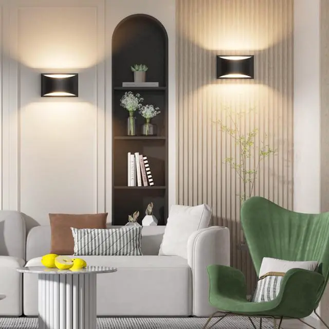 Alt view image 5 of 7 - Black Modern LED Wall Sconce Indoor Wall Lights 1 Pack Hardwired Up and Down Wall Mount Light for Living Room Bedroom Hallway Corridor Conservatory Warm White 3000K(with G9 Bulbs)